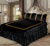 Emboss Velvet Bedsheet Set - Black