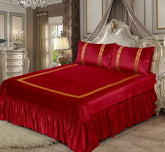 Emboss Velvet Bedsheet Set - Red