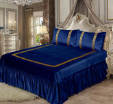 Emboss Velvet Bedsheet Set - Blue
