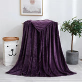 Coral Fleece Embossed Thermal Soft AC Throw Blanket - Purple