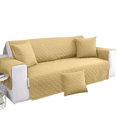 Cotton Quilted Sofa Runner - Sofa Coat (Beige)