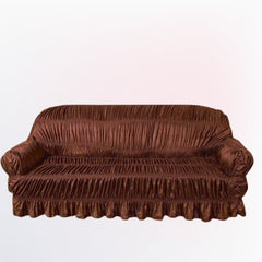 Twill Jersey Sofa Covers - Elastic Sofa Covers (Copper Brown)