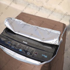 Zip Open Close Waterproof Top Loaded Washing Machine Cover (Brown Color - All Sizes Available)