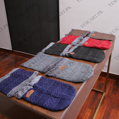 Unisex Beanie Wool Cap with Neck Warmer - Blue