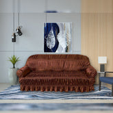 Twill Jersey Sofa Covers - Elastic Sofa Covers (Copper Brown)
