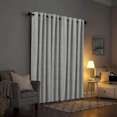 Plain Jacquard Curtains - Light Grey