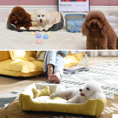 Super Soft Dog Bed with Waterproof Bottom - Warm Bed/Sofa For Dog & Cat - Brown & Navy