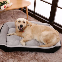 Super Soft Dog Bed with Waterproof Bottom - Warm Bed/Sofa For Dog & Cat - Grey & Black