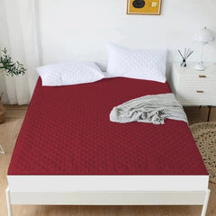 Cotton Quilted Waterproof Mattress Cover - Maroon