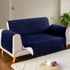 Ultrasonic Microfiber Sofa Cover - Navy Blue