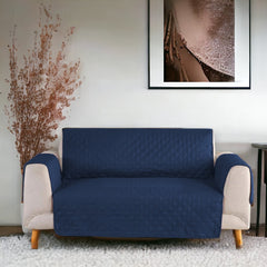 Cotton Quilted Sofa Runner - Sofa Coat (Navy Blue)