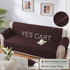 Waterproof Cotton Quilted Sofa Cover - Sofa Runners (Brown)