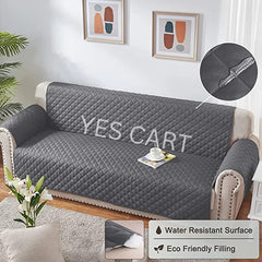 Waterproof Cotton Quilted Sofa Cover - Sofa Runners (Grey)