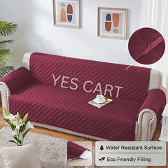 Waterproof Cotton Quilted Sofa Cover - Sofa Runners (Maroon)