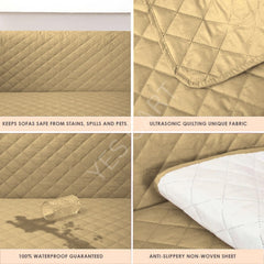 Waterproof Cotton Quilted Sofa Cover - Sofa Runners (Beige)