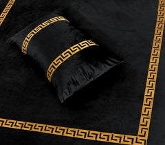 Emboss Velvet Bedsheet Set -  Black