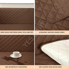 Waterproof Cotton Quilted Sofa Cover - Sofa Runners (Brown)