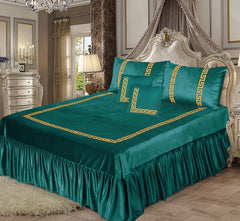 Emboss Velvet Bedsheet Set -  Green