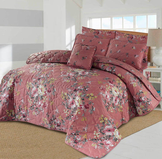 7 Pcs Quilted Comforter Set - Flora