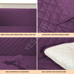 Waterproof Cotton Quilted Sofa Cover - Sofa Runners (Purple)