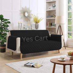 Cotton Quilted Sofa Runner - Sofa Coat (Black)