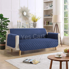 Cotton Quilted Sofa Runner - Sofa Coat (Navy Blue)