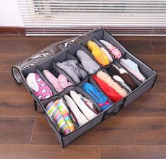 Dust-Proof 12 Grids Shoes Storage Bag / Non Woven Transparent Shoes Cabinet