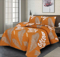 7 Pcs Quilted Comforter Set - Gold Leaves