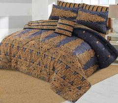 7 Pcs Quilted Comforter Set - Black Diamond