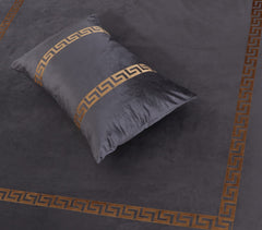 Emboss Velvet Bedsheet Set -  Grey