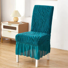 Zebra Velvet Fitted Chair Cover - Zinc