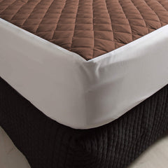 Cotton Quilted Waterproof Mattress Cover - Brown