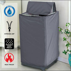 Zip Open Close Waterproof Top Loaded Washing Machine Cover (Grey Color - All Sizes Available)
