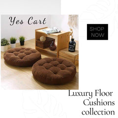 Velvet Round Floor Cushions With Ball Fiber Filling (1 Pair = 2 Pieces) - Dark Brown