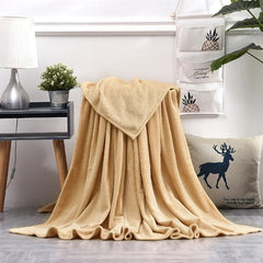 Coral Fleece Embossed Thermal Soft AC Throw Blanket - Camel