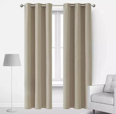 Plain Jacquard Curtains -Light Brown
