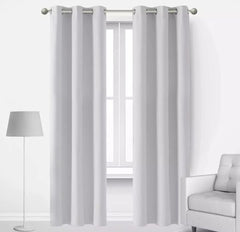 Plain Jacquard Curtains - White