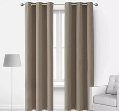 Plain Jacquard Curtains - Light Brown