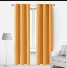 Plain Jacquard Curtains - Yellow