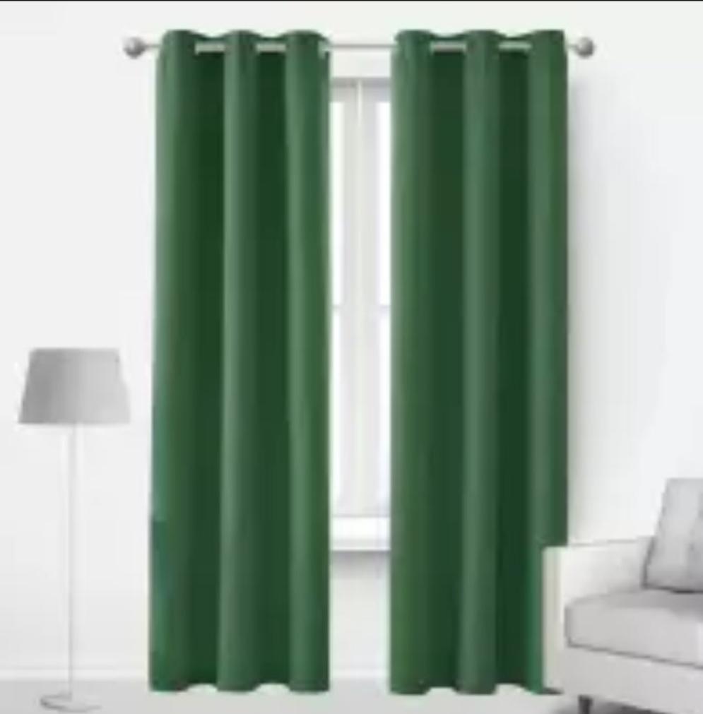 Plain Jacquard Curtains - Green