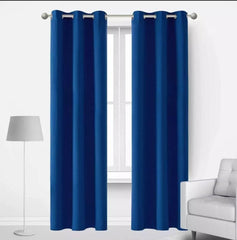 Plain Jacquard Curtains - Royal Blue