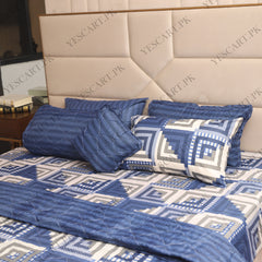 7 Pcs Quilted Comforter Set - Blue Lagoon