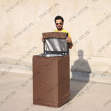 Zip Open Close Waterproof Top Loaded Washing Machine Cover (Brown Color - All Sizes Available)