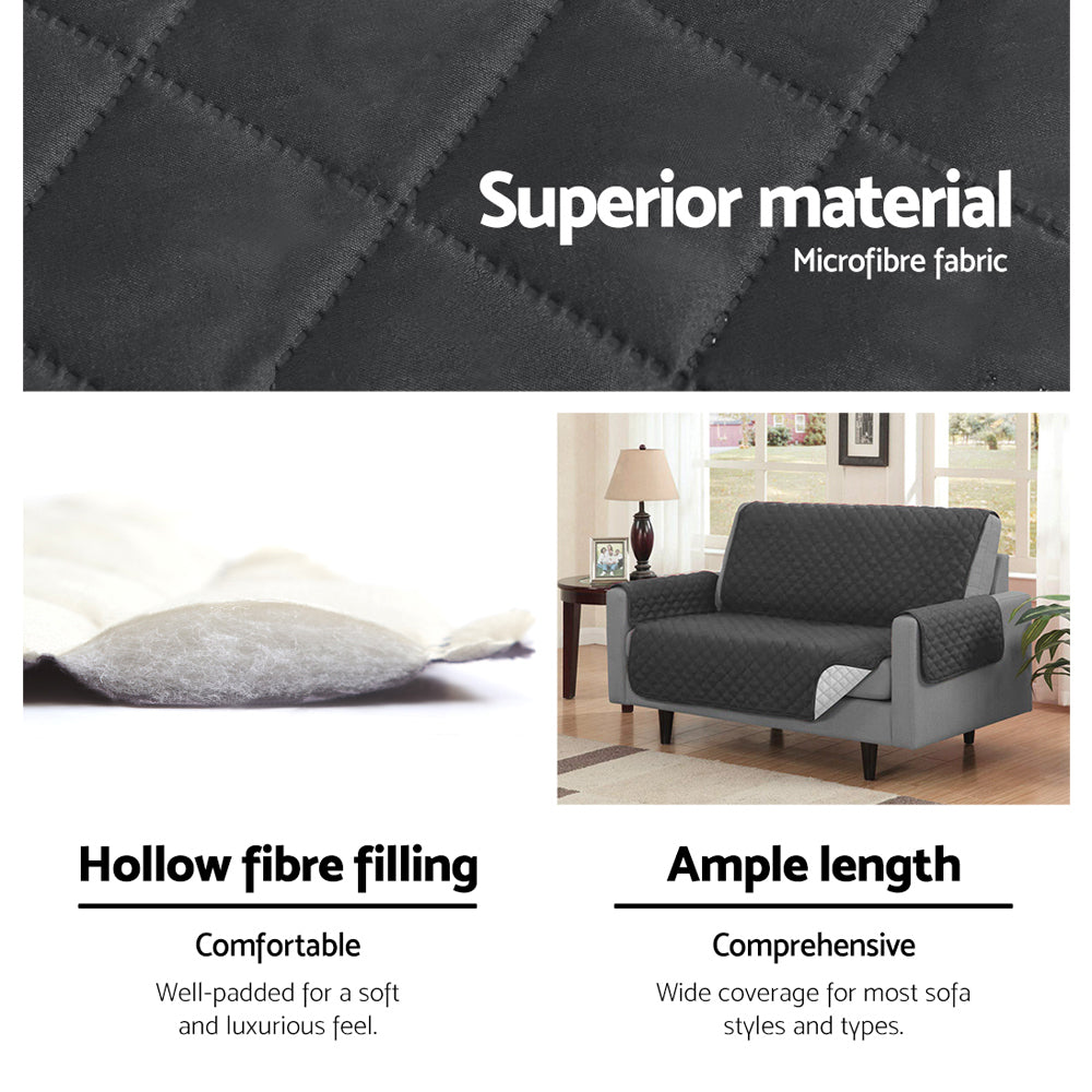 Cotton Quilted Sofa Runner - Sofa Coat (Black)