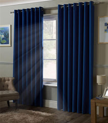 Plain jacquard Curtains - Royal Blue