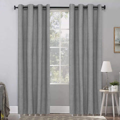 Plain Jacquard Curtains - Light Grey