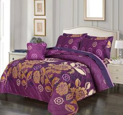 7 Pcs Quilted Comforter Set - Purple Emerald