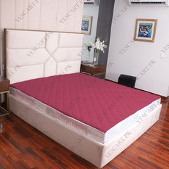 Cotton Quilted Waterproof Mattress Cover - Maroon