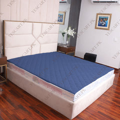 Cotton Quilted Waterproof Mattress Cover - Blue