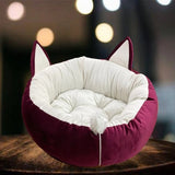 Cat Bed / Pet Bed With Ears & Tail - Cat Sofa - Maroon